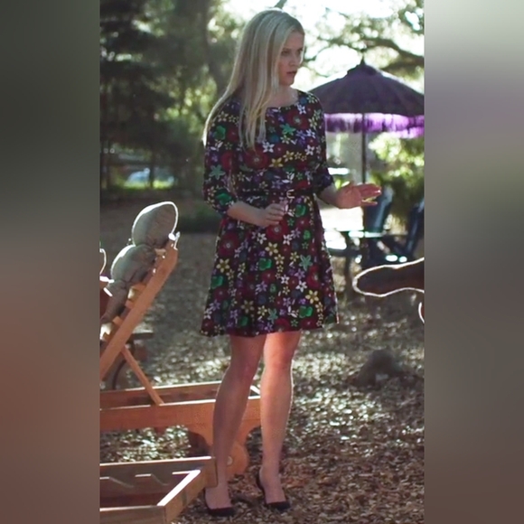 SUNO Stretch-Silk Multicolor Floral Fit-&-Flare Quarter Sleeve Mini Dress- 4 - Picture 12 of 16